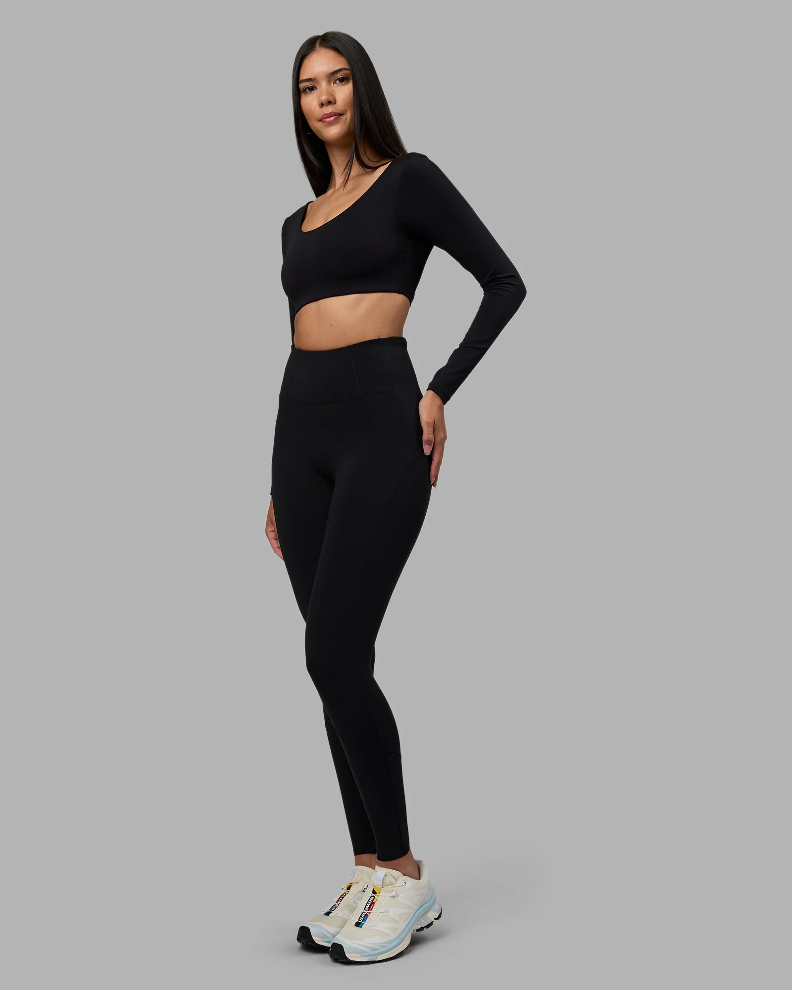 Aria Long Sleeve Sports Bra - Black - Image 3