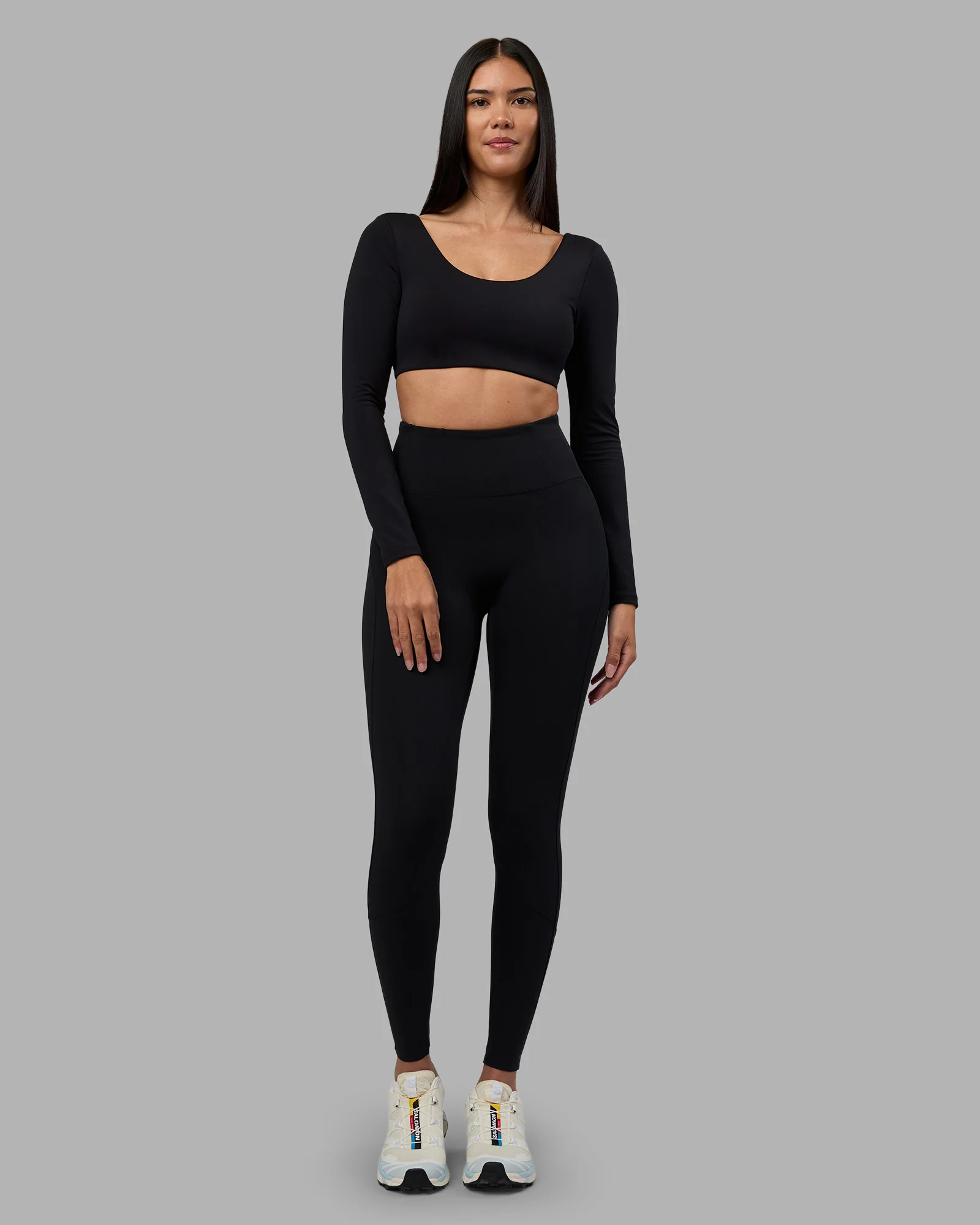 Aria Long Sleeve Sports Bra - Black - Image 5