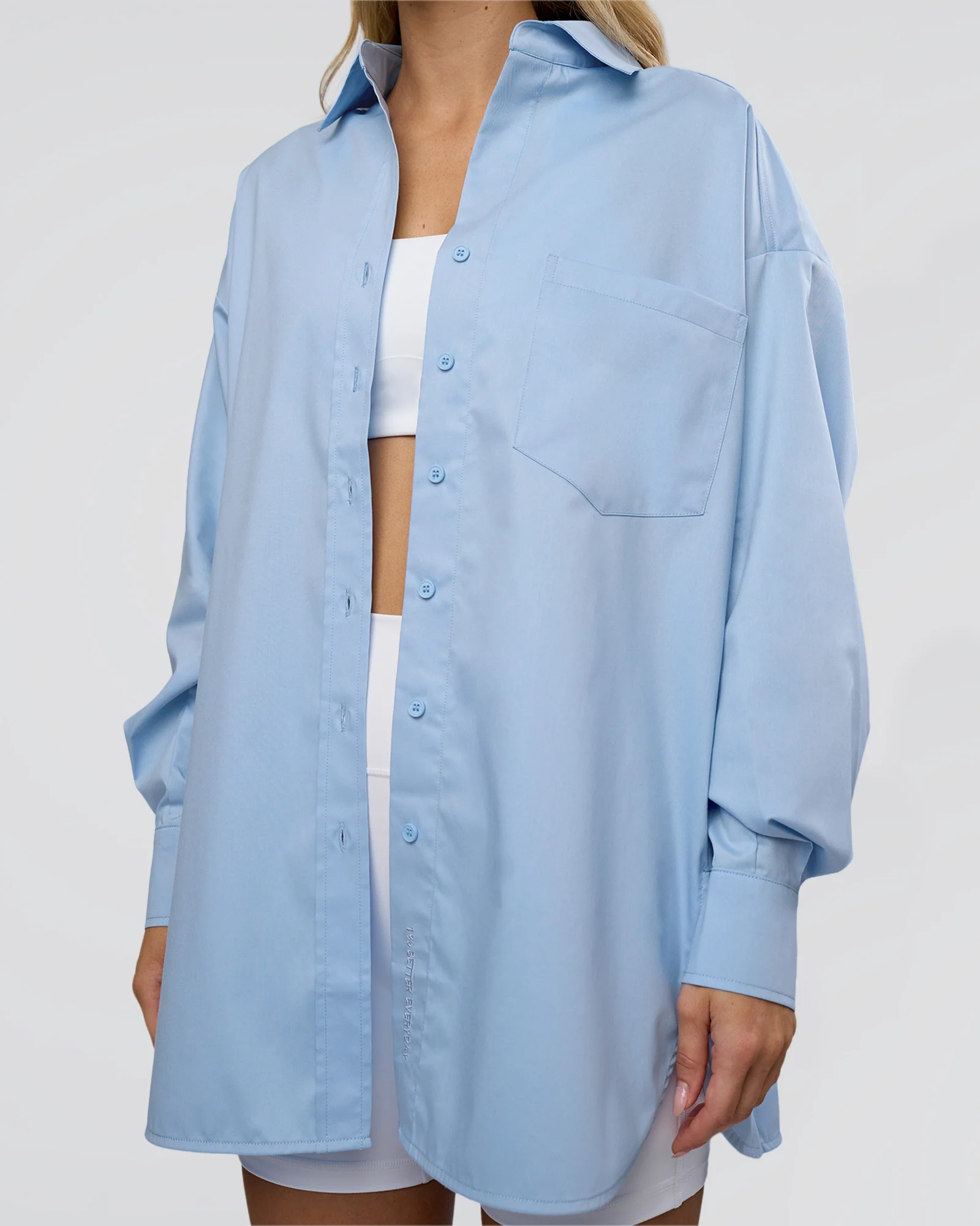 Go-To Oversized Shirt - Poplin Blue - Image 11
