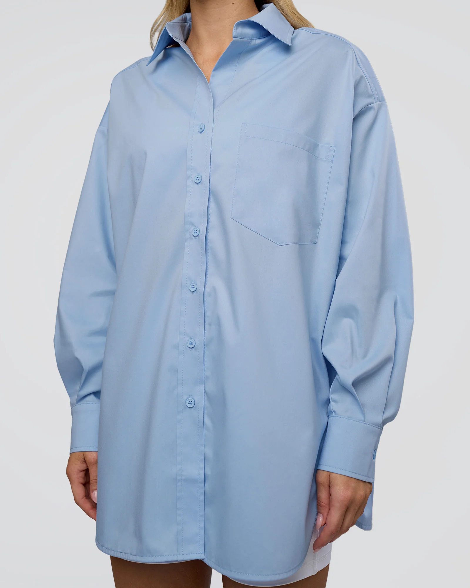 Go-To Oversized Shirt - Poplin Blue - Image 6