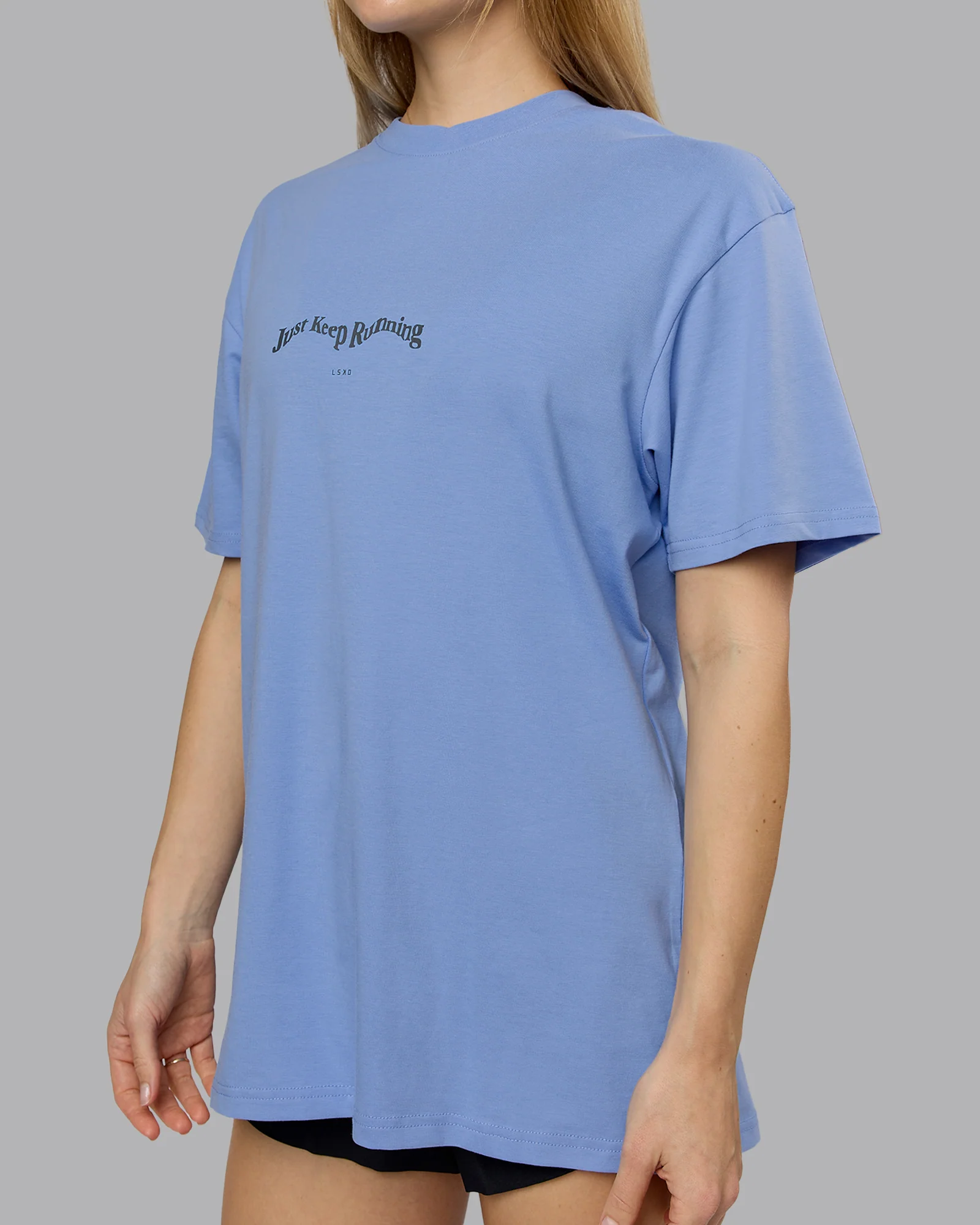 Just Run FLXCotton Oversized Tee - Soft Blue-Dark Storm - Image 10