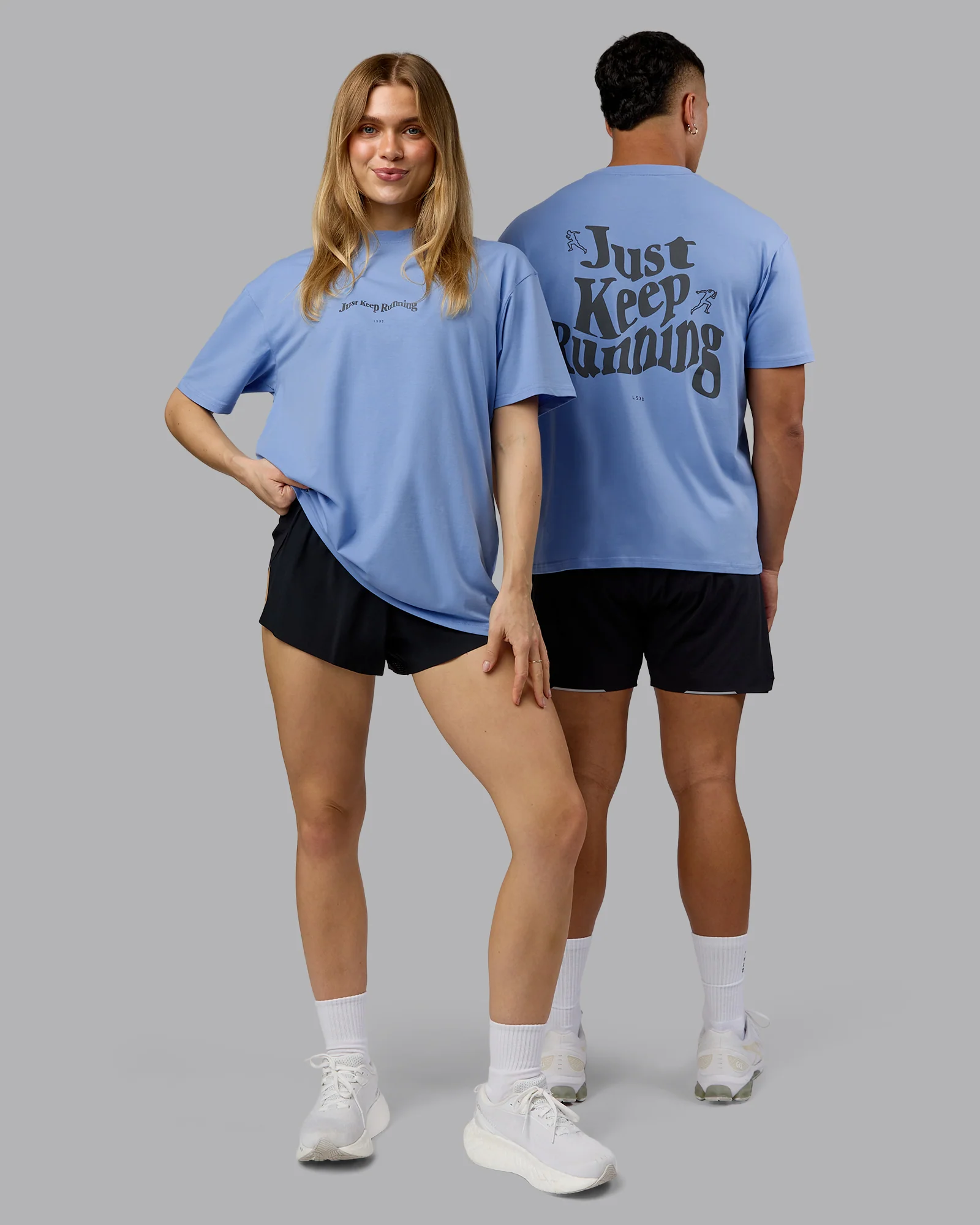Just Run FLXCotton Oversized Tee - Soft Blue-Dark Storm - Image 5