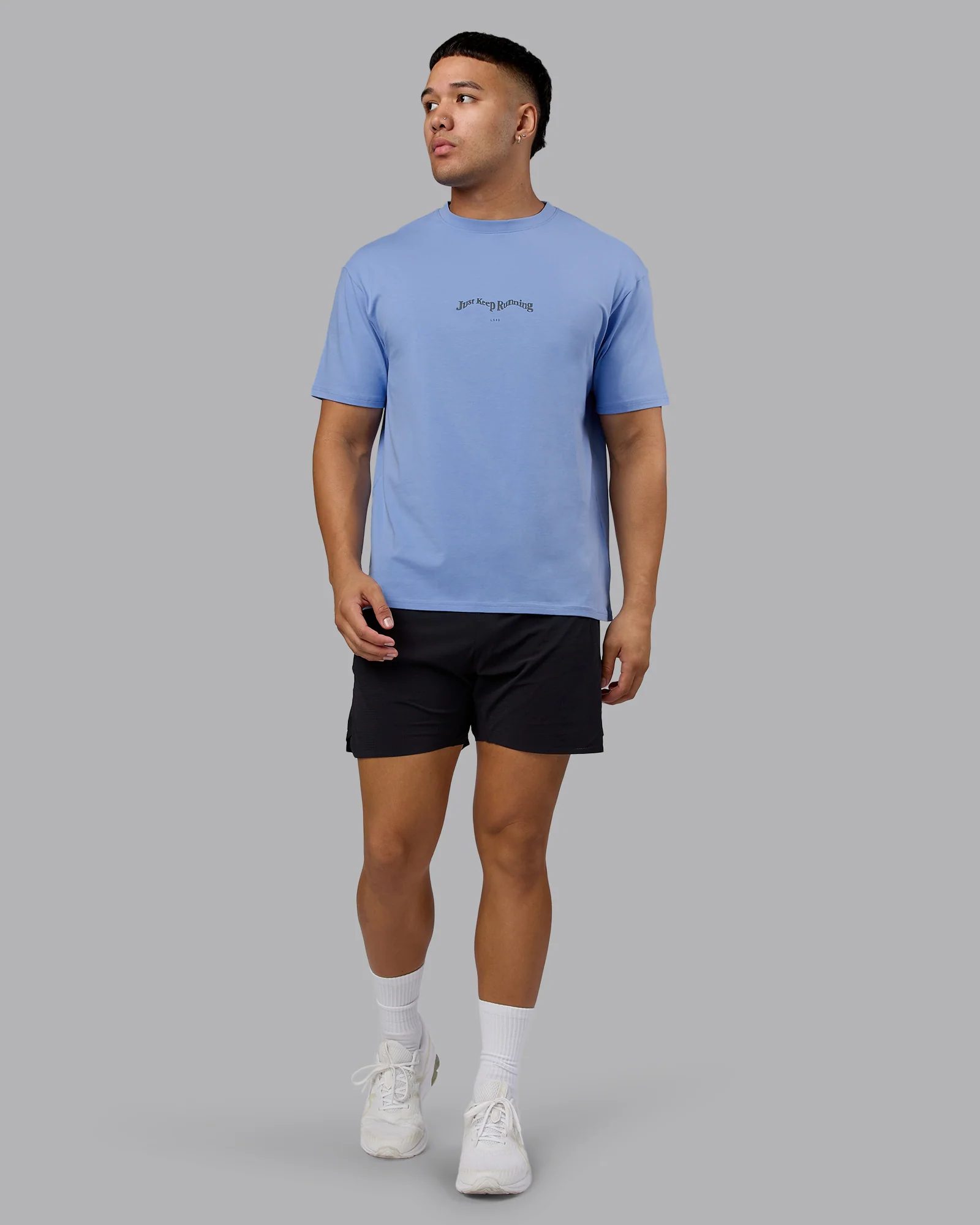Just Run FLXCotton Oversized Tee - Soft Blue-Dark Storm - Image 6