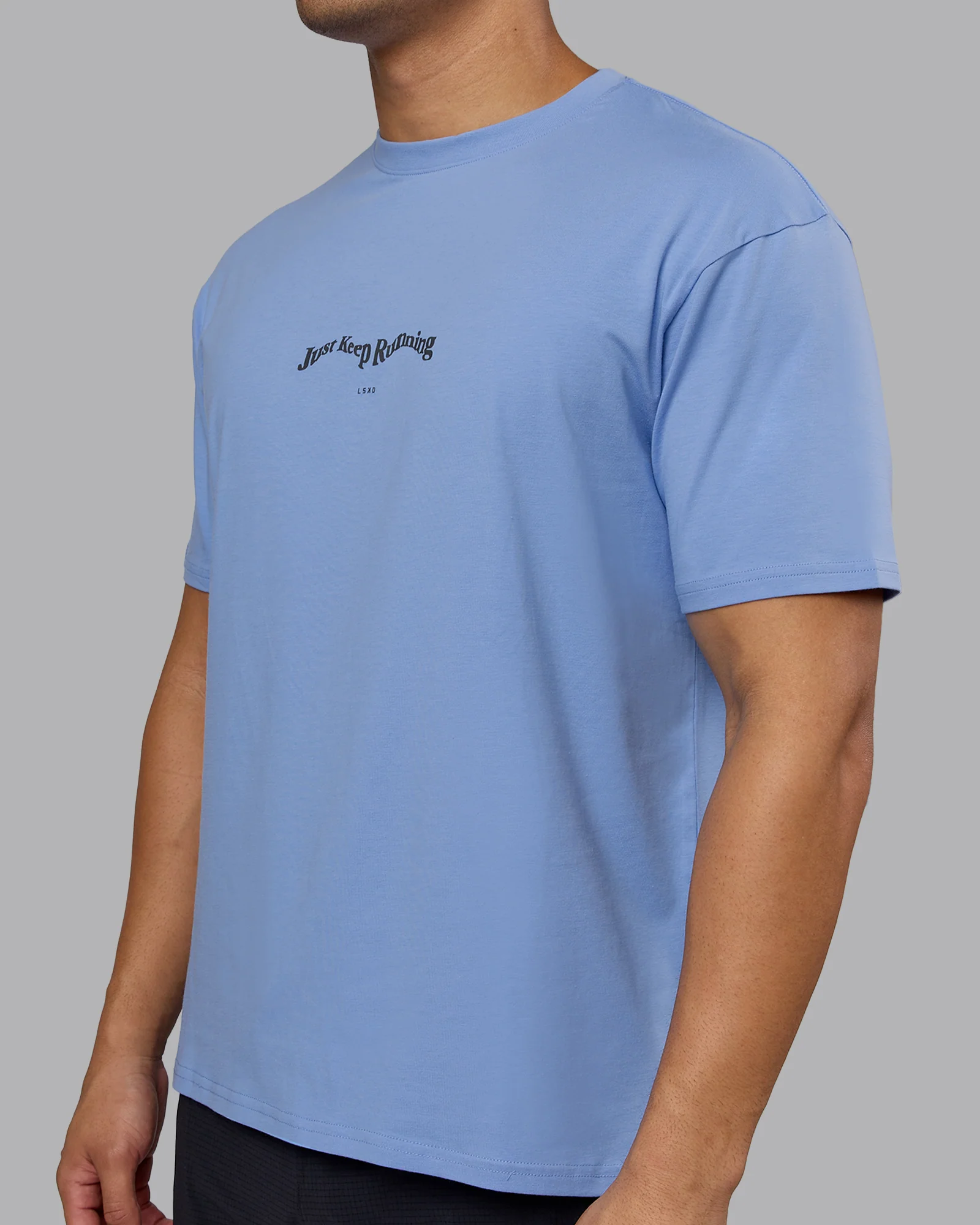 Just Run FLXCotton Oversized Tee - Soft Blue-Dark Storm - Image 9
