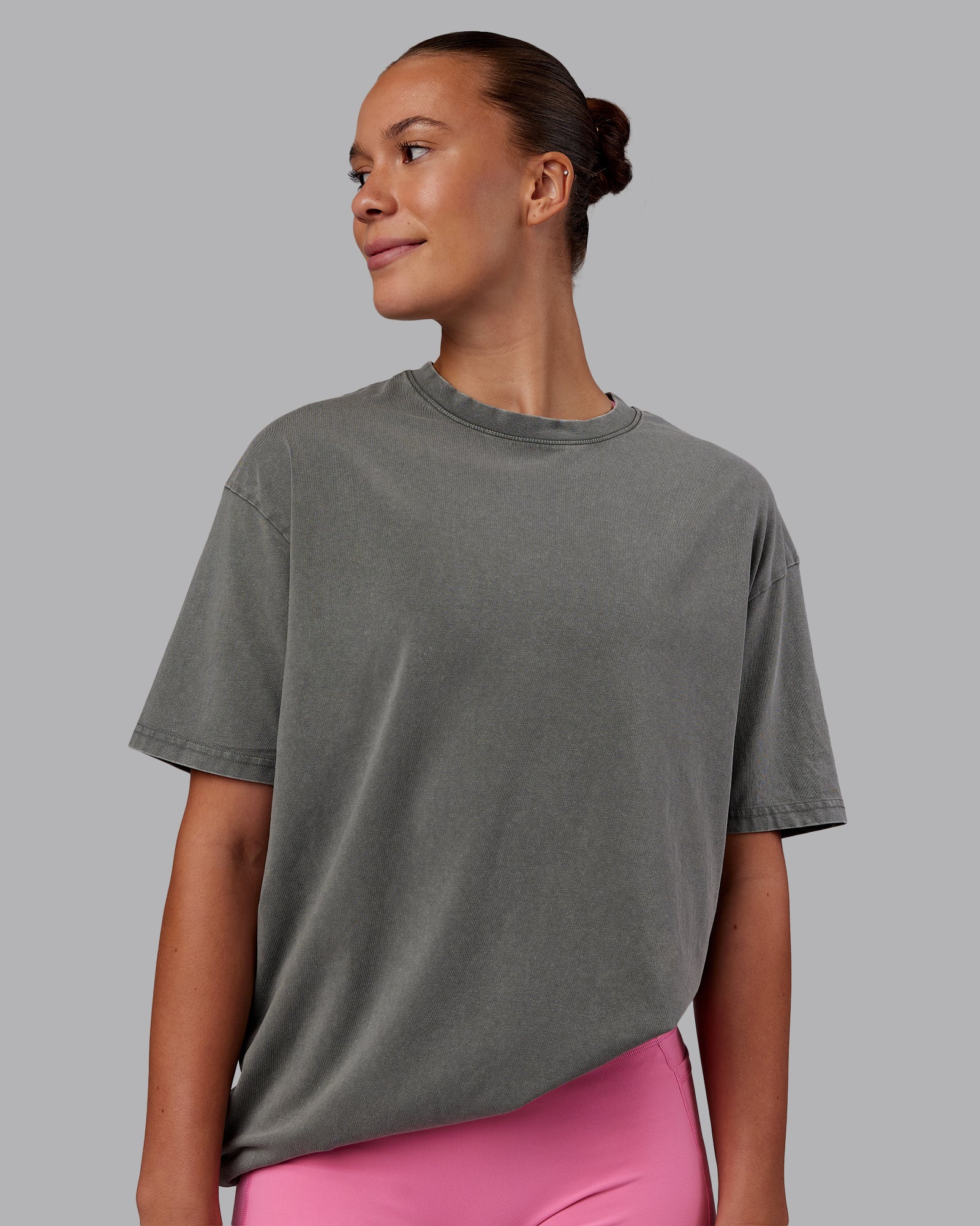 Rise & Lift Washed FLXCotton Oversized Tee - Graphite-Purple Opulence - Image 3