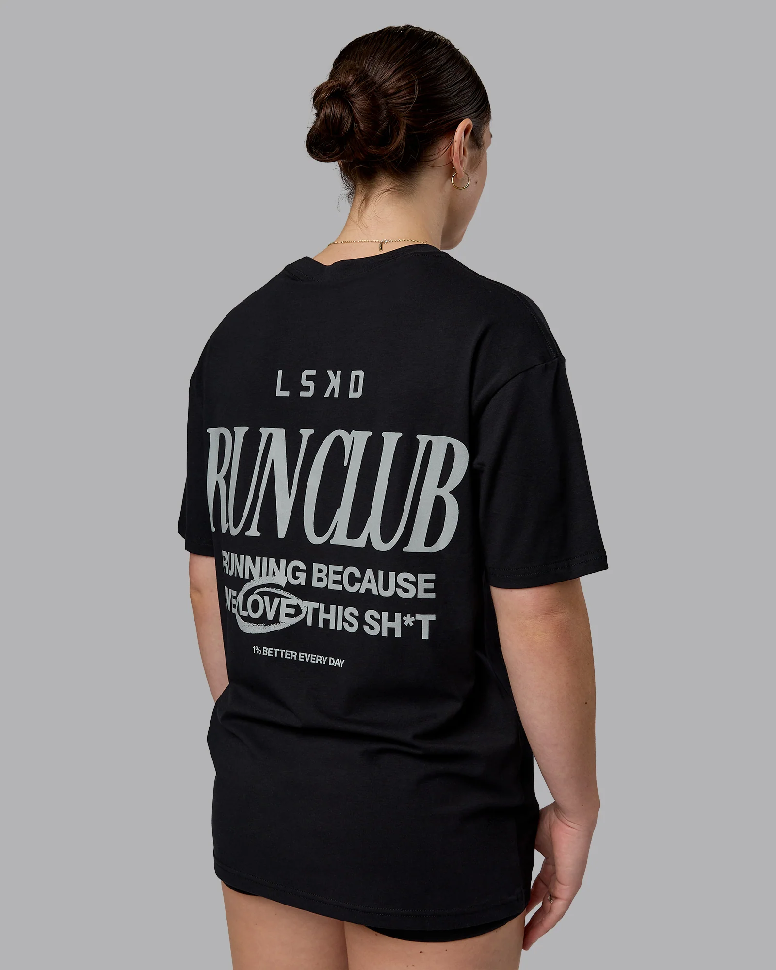 Run Love FLXCotton Oversized Tee - Black-Reflective - Image 3