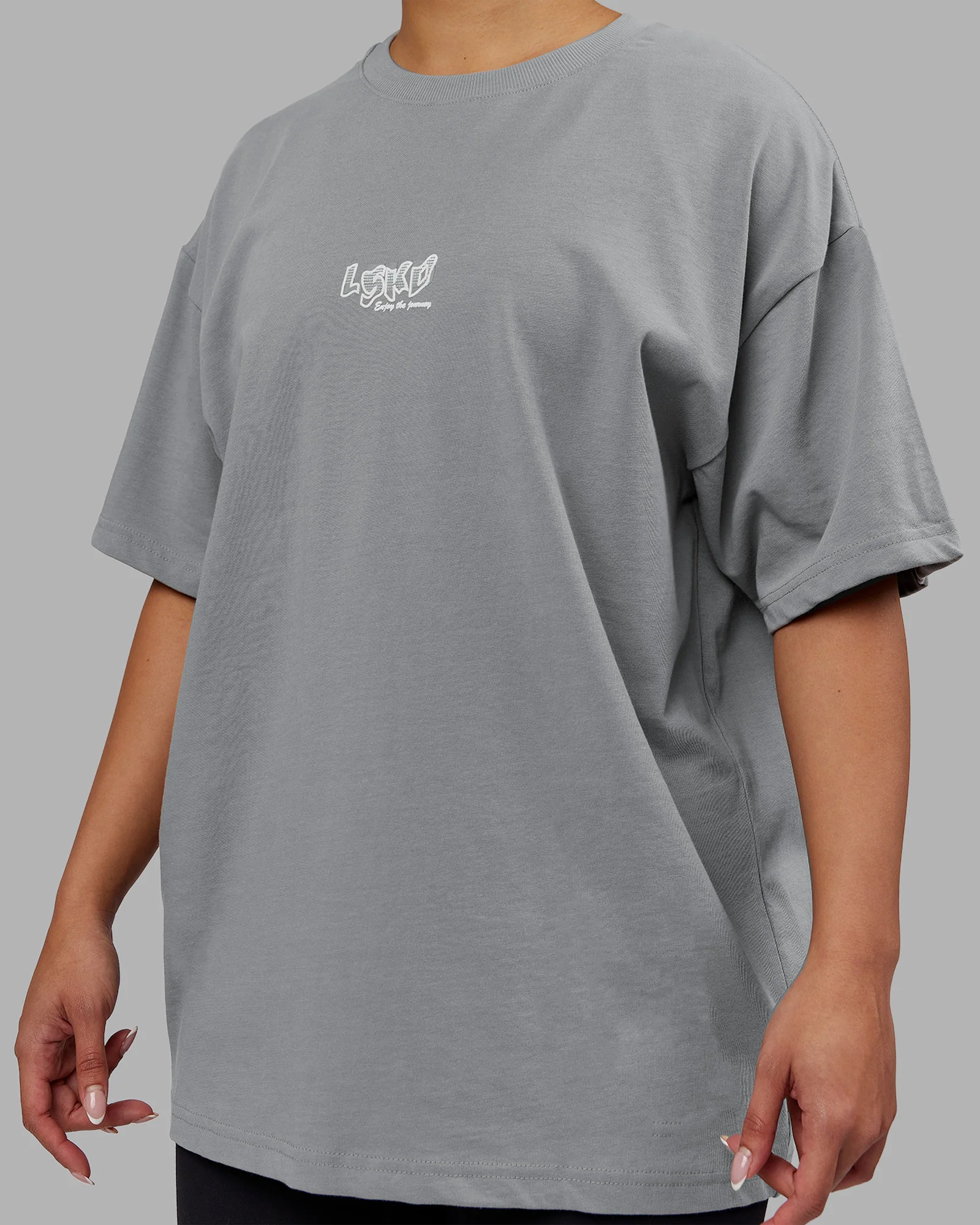 Time's Up Heavyweight Oversized Tee - Circular Grey-White - Image 10