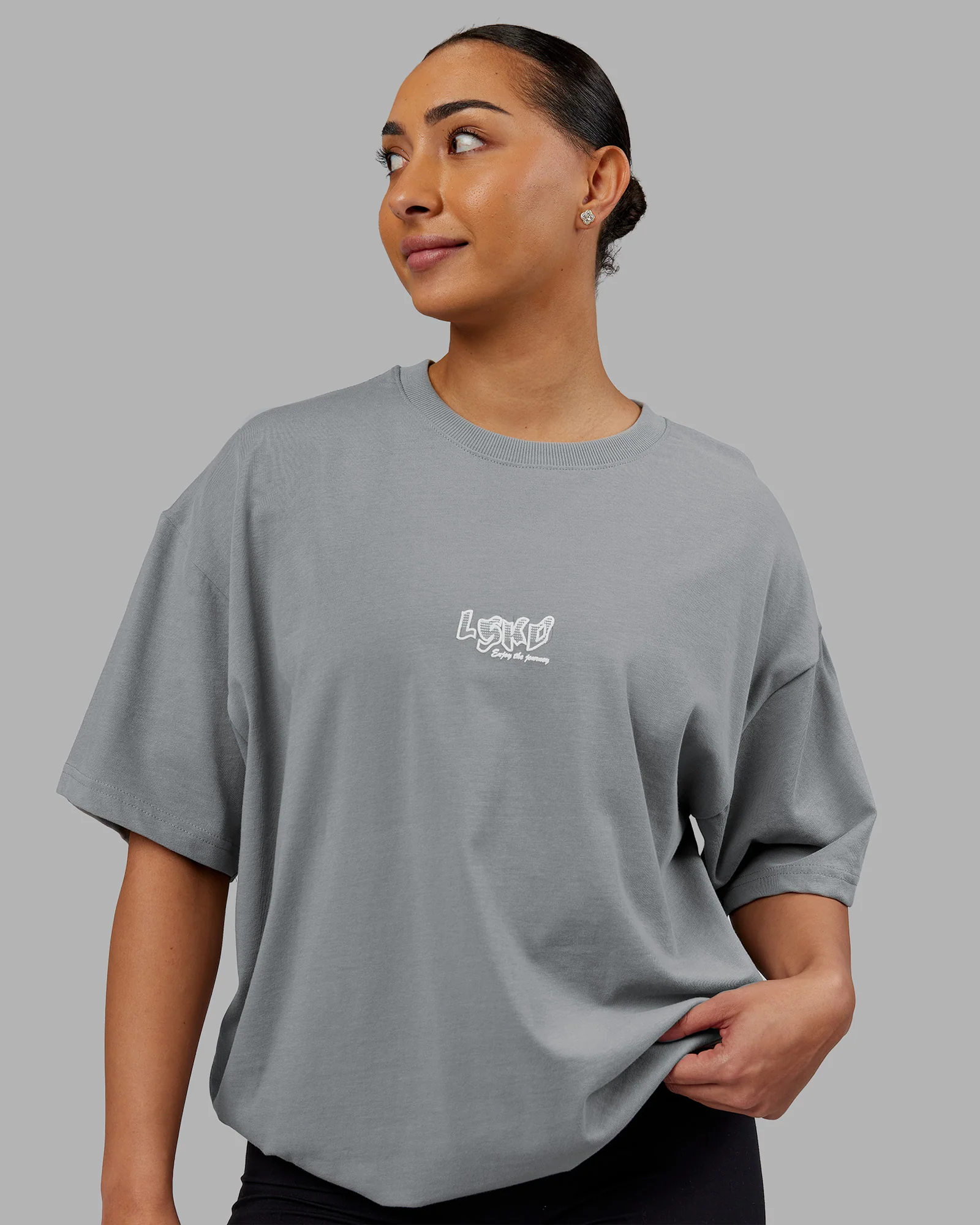 Time's Up Heavyweight Oversized Tee - Circular Grey-White - Image 4