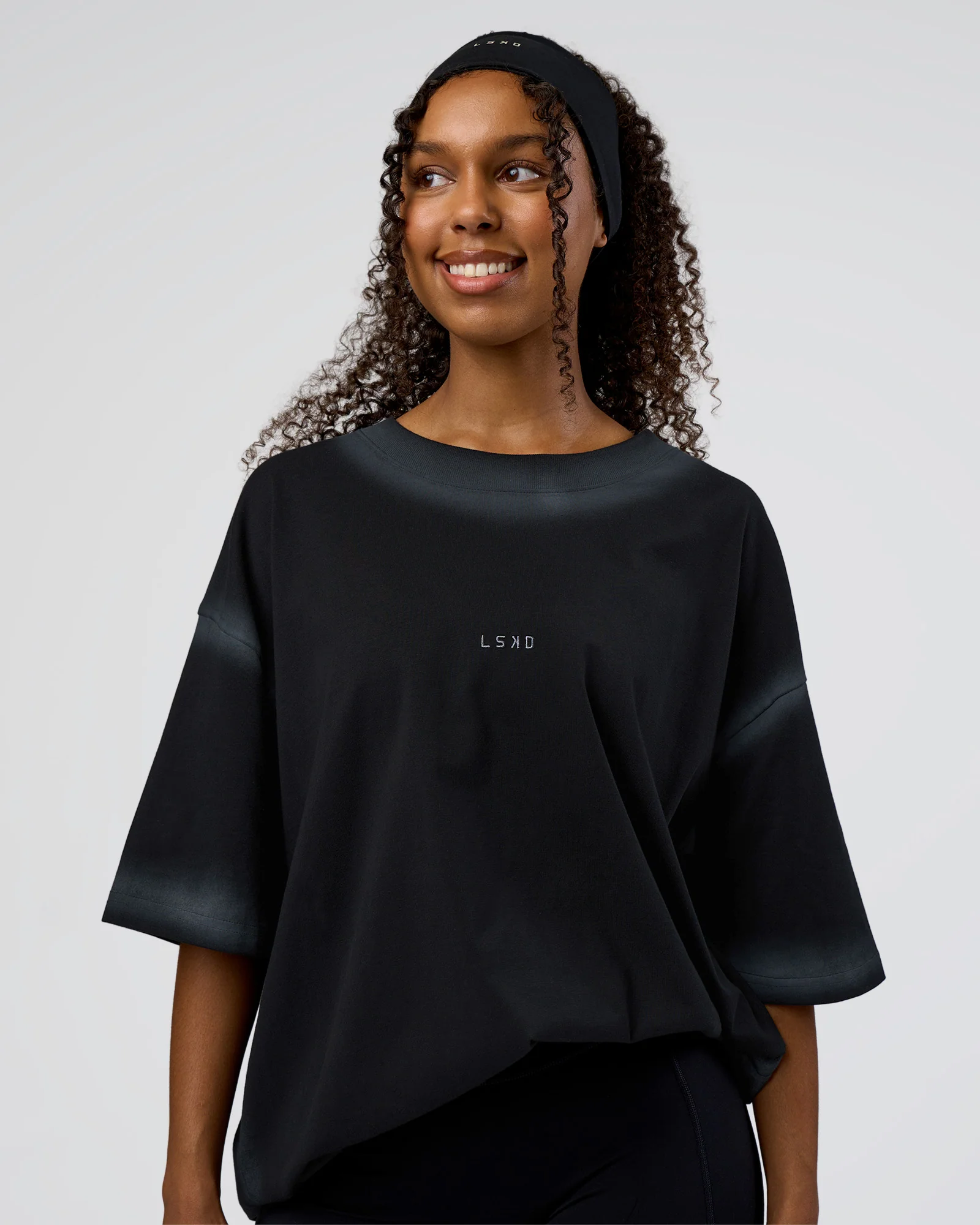 Urban Blur Heavyweight Unisex Oversized Tee - Black-Dark Storm - Image 3
