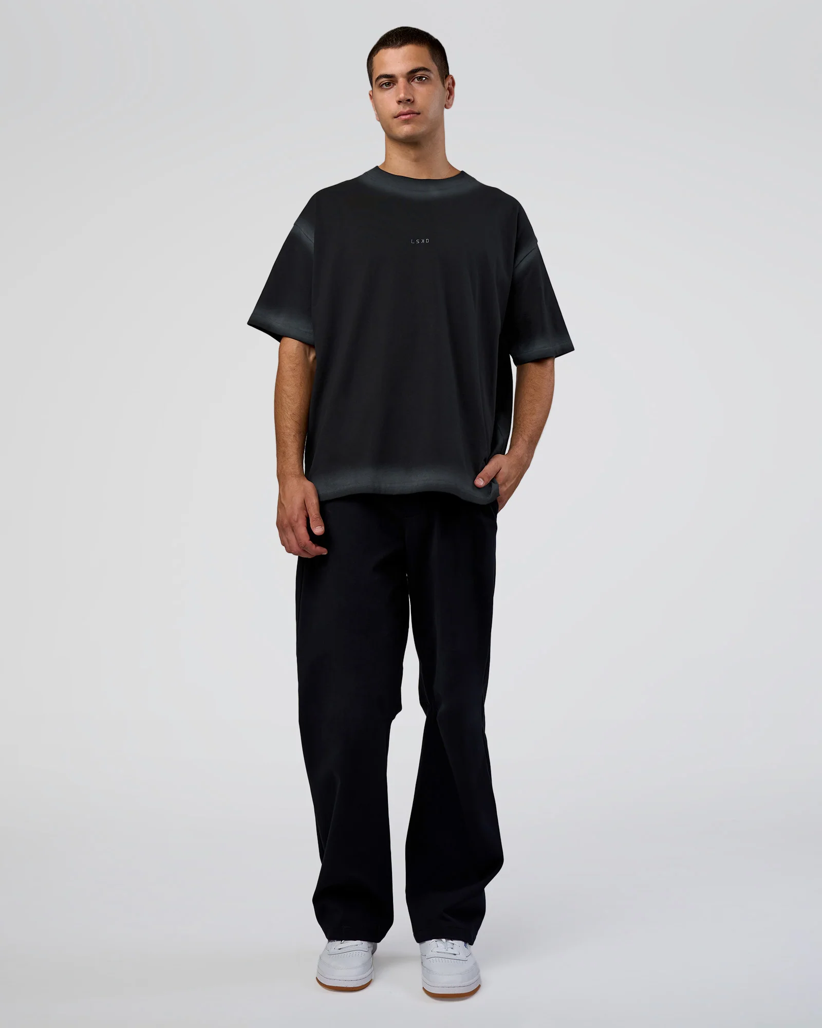 Urban Blur Heavyweight Unisex Oversized Tee - Black-Dark Storm - Image 7